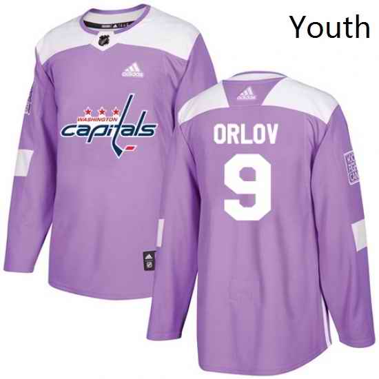 Youth Adidas Washington Capitals 9 Dmitry Orlov Authentic Purple Fights Cancer Practice NHL Jersey